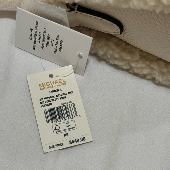 🌟MICHAEL MICHAEL KORS🌟 NWT Carmela Natural Medium Pouchette Crossbody Leather - Picture 11 of 11